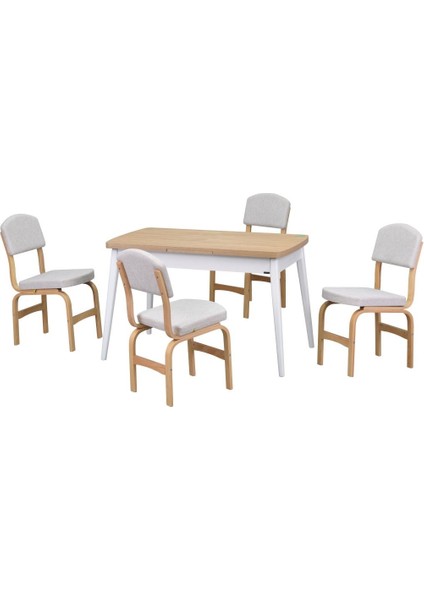 Ege Sandalye Avanos Ahşap Mdf Açılır Mutfak Masası Takımı - 70X120+30 cm