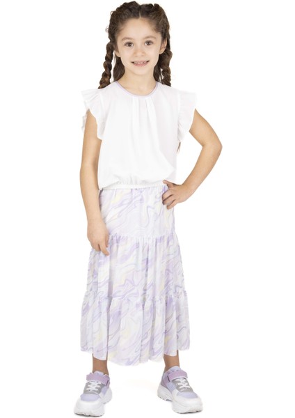 Kız Çocuk Ekru-Lila Bluz