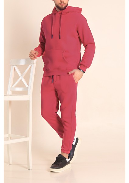 Erkek 3 Iplik Paçası Lastikli Jogger Eşofman Takımı