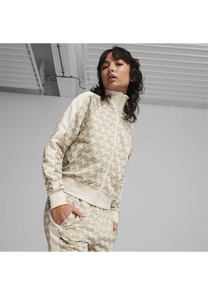 T7 Allover Print Kadın Bej Ceket (625601-83)