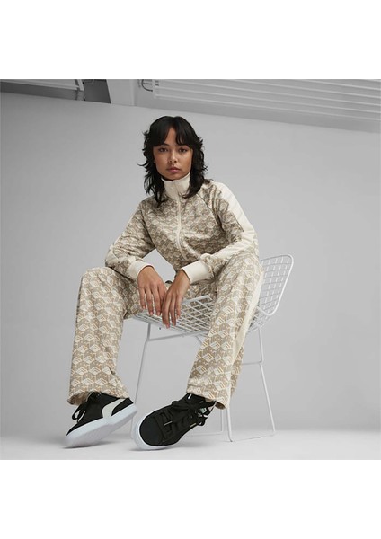 T7 Allover Print Kadın Bej Ceket (625601-83)
