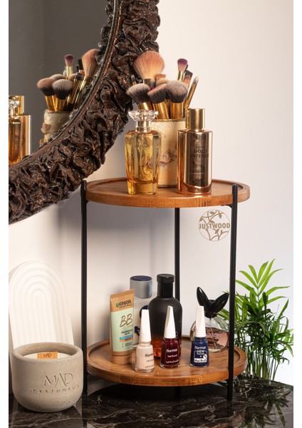 Justwood 2 Katlı Yuvarlak Metal Stantlı Mutfak Rafı Tezgah Üstü Düzenleyici Organizer fiyatları