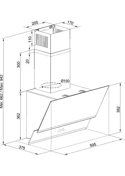 TDE6001SG Duvar Tipi Davlumbaz 60 Cm Gri Cam