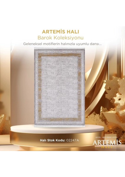 Artemis Halı Barok Antrasit Çerçeve Desenli Halı