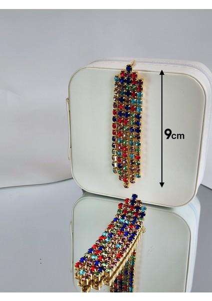 Taşlı Sallantılı Renkli Küpe modelleri