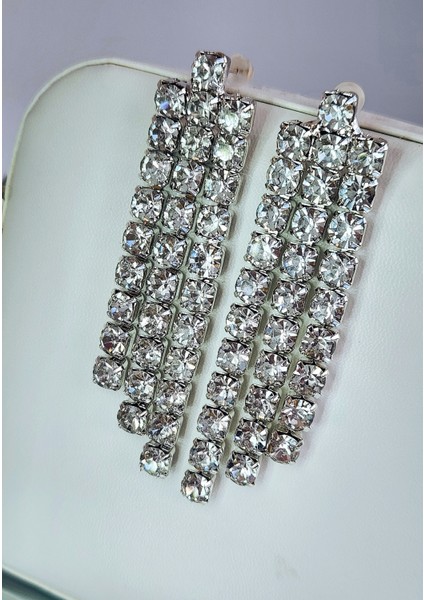 Taşlı Sallantılı Silver Renk Küpe fiyatları