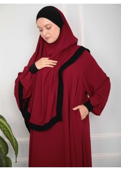 Mercan Bandajlı Khimar Abaya