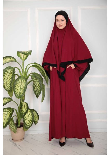 Mercan Bandajlı Khimar Abaya