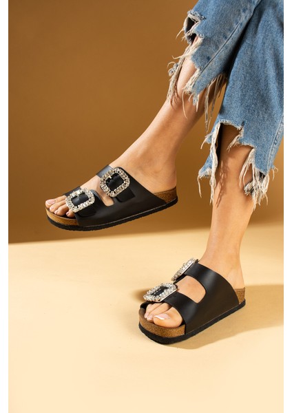 Taş Tokalı Mantar Taban Comfort Kadın Terlik 011-108-24 fiyatları