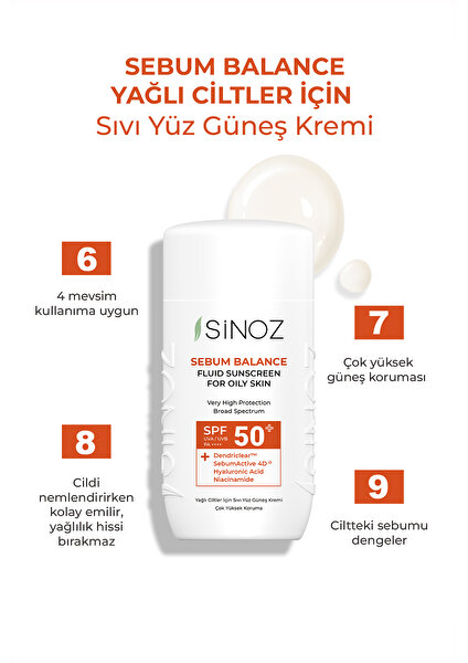 SPF50+ Yağlı Ciltlere Özel Sıvı  Güneş Kremi - Yeni Nesil Güneş Filtreleri Ile Hibrit Formül 50 ml