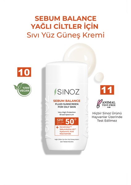 SPF50+ Yağlı Ciltlere Özel Sıvı  Güneş Kremi - Yeni Nesil Güneş Filtreleri Ile Hibrit Formül 50 ml