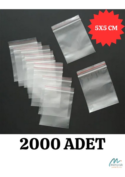 Kilitli Torba Şeffaf Kilitli Poşet Naylon Torba 5x5 cm 2000'LI