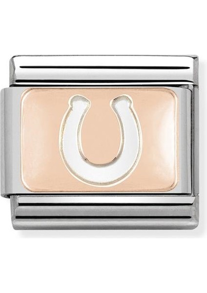 Composable Classic Dekoratif Link - Plakalar - At Nalı - (11 Horseshoe) 9k Rose Altın