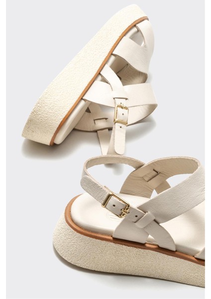 Bej Deri Kadın Spor Sandalet fırsatları