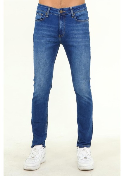 - Erkek Likralı Skinny Fit Kot Pantolon Mavi