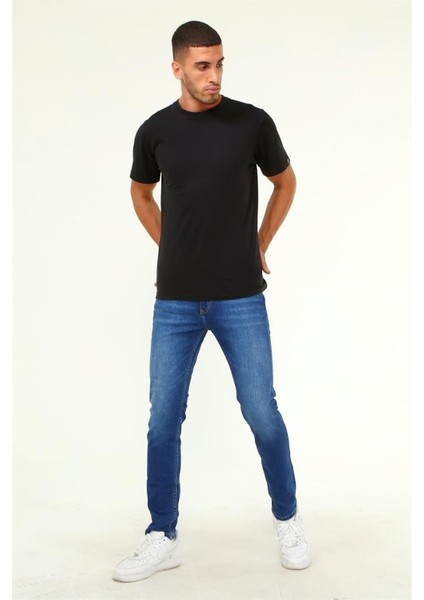 - Erkek Likralı Skinny Fit Kot Pantolon Mavi