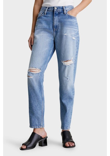 Yırtık Detaylı Yüksek Bel Mom Jeans J20J2233101AA Kadın Kot Pantolon J20J223310 1AA fiyatları