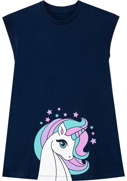 Kız Çocuk Elbise Unicorn Kiz Cocuk Günlük Elbise Lacivert modelleri
