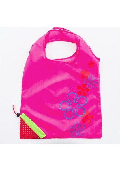 2 Adet 58 cm x 38 cm Pembe Çilek Katlanabilir Bez Market Alışveriş Pazar Torba Katlanan Çantası