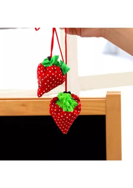 2 Adet 58 cm x 38 cm Pembe Çilek Katlanabilir Bez Market Alışveriş Pazar Torba Katlanan Çantası fiyatları