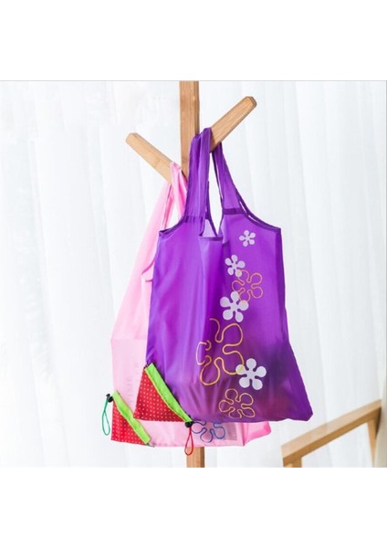 2 Adet 58 cm x 38 cm Pembe Çilek Katlanabilir Bez Market Alışveriş Pazar Torba Katlanan Çantası modelleri