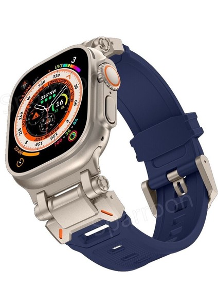 Apple Watch 44/45/46/49mm Titanyum Metal Bağlantı Kitli Silikon Kordon 101 2/3/4/5/6/se/7/8/9/10/11/ultra