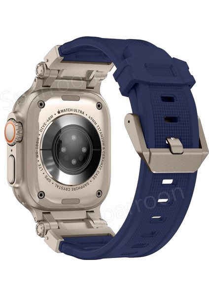 Apple Watch 44/45/46/49mm Titanyum Metal Bağlantı Kitli Silikon Kordon 101 2/3/4/5/6/se/7/8/9/10/11/ultra modelleri