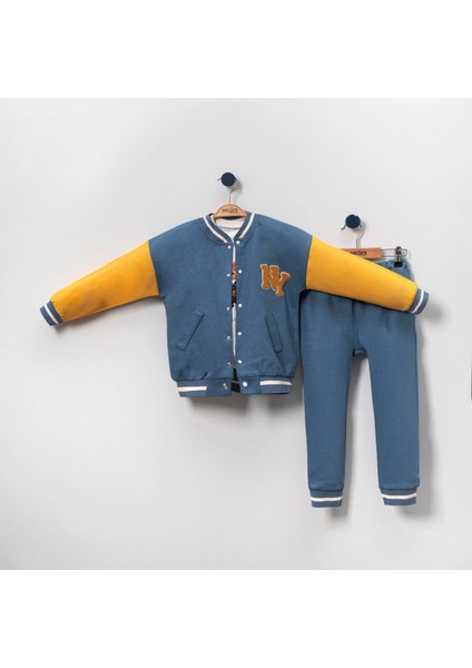 34100 Erkek Bebek Mavi Kül Newyork Kolej 3'lü Takım