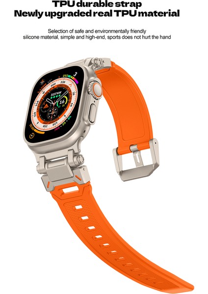 Apple Watch 7/8/9 45mm Titanyum Metal Bağlantı Kitli Silikon Kordon 101 fırsatları
