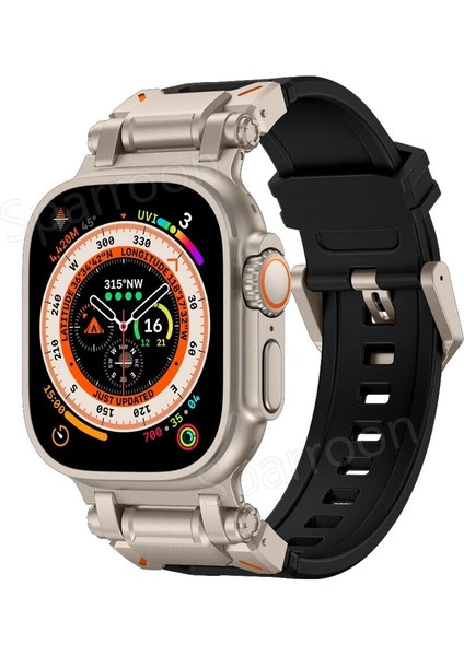 Apple Watch Ultra 1/2/3 49mm Titanyum Metal Bağlantı Kitli Silikon Kordon 101 modelleri