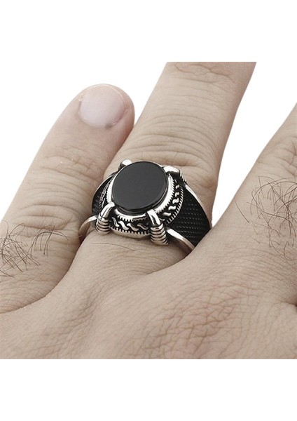 Erkek Yüzük Gümüş 925 Pençeli Oval Taşlı fiyatları