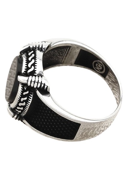 Erkek Yüzük Gümüş 925 Pençeli Oval Taşlı modelleri