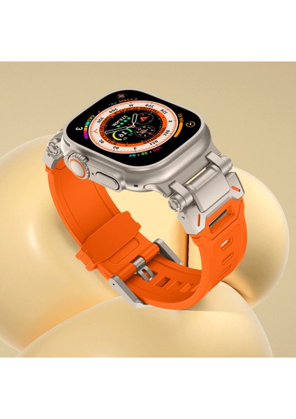 Apple Watch Ultra 1/2/3 49mm Titanyum Metal Bağlantı Kitli Silikon Kordon 101 modelleri