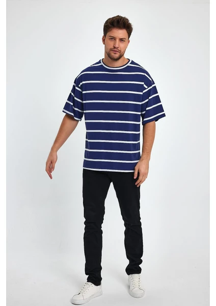 Alexander Gardi Çizgili Oversize T-Shirt (E23-0046)