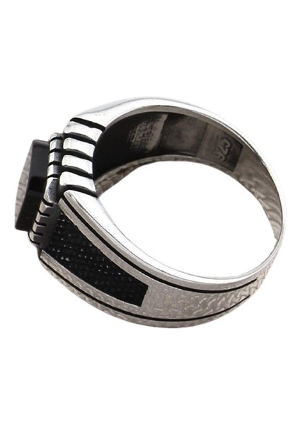 Erkek Yüzük Gümüş 925 Sade Kare Taşlı modelleri