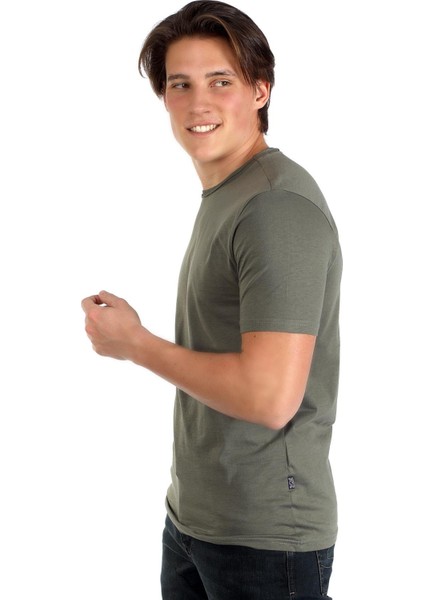 Gael Erkek O Yaka T-Shirt Haki modelleri