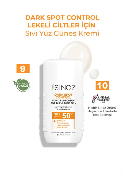 Spf50 Koyu Cilt Lekelerine Etkili Sıvı Yüz Güneş Kremi - Yeni Nesil Güneş Filtreleri Hibrit Formül