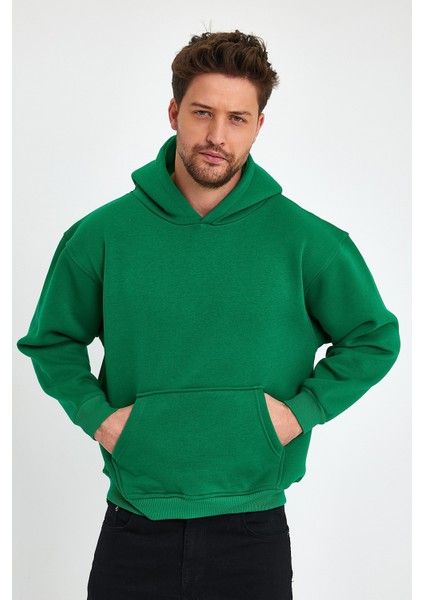 Yeşil Hoodie, Oversize Sweatshirt, Erkek Hoodie, Kanguru Cep Kapüşonlu modelleri