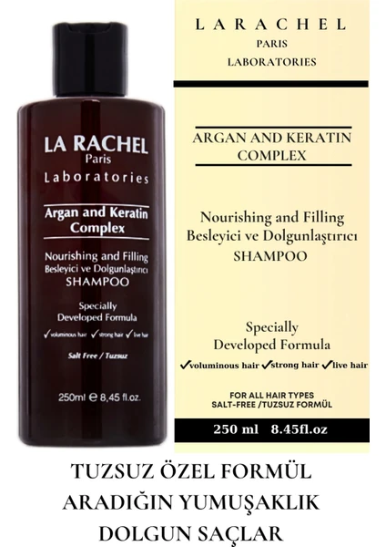 La Rachel-Paris Extra Hacim Etkili Yoğunlaştırılmış Argan ve Keratin Kompleksi. Tuzsuz Özel Formül 250 ml