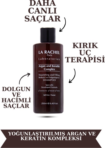 Extra Hacim Etkili Yoğunlaştırılmış Argan ve Keratin Kompleksi. Tuzsuz Özel Formül 250 ml