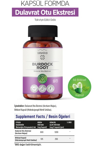 Dulavrat Otu Burdock Root Ekstresi 60 Kapsül