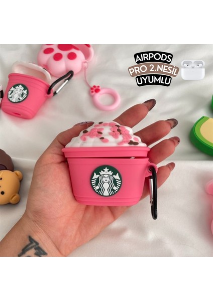 2'li Set - Pro 2. Nesil Uyumlu Kahverengi ve Pembe Starbucks Figürlü Ikili Kulaklık Kılıfı Seti fırsatları
