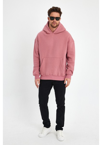 Gül Kurusu Hoodie, Oversize Sweatshirt, Erkek Hoodie, Kanguru Cep Kapüşonlu
