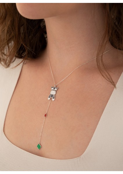 925 Ayar Gümüş Mineli Geometrik Şekilli Maskeli Köpek Kolye fiyatları