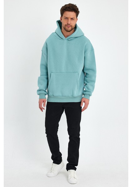 Mint Hoodie, Oversize Sweatshirt, Erkek Hoodie, Kanguru Cep Kapüşonlu