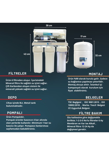 13 Aşamalı Açık Kasa Pompalı Su Arıtma Cihazı