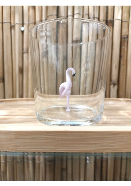 Flamingo Figürlü El Yapımı Cam Tekli Bardak