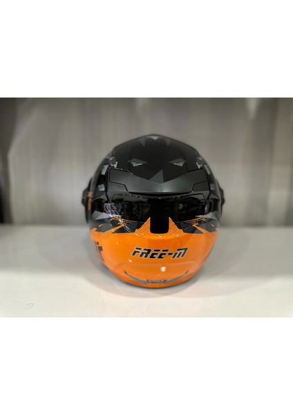 Kask Mts 665 Arrow Çenesiz Gözlüklü Parlak Turuncu