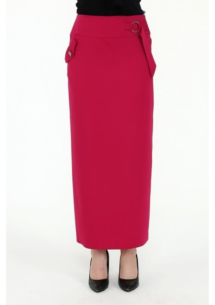 Kadın Fuşya Cep Detaylı Mevsimlik Poliviskon Kalem Uzun Etek 2107-95 indirimleri