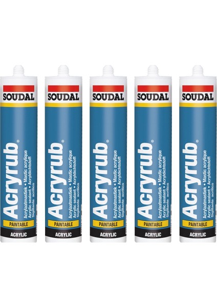 5 Adet Soudal Acryrub Silikonize Mastik 500 Gram Antrasit Gri